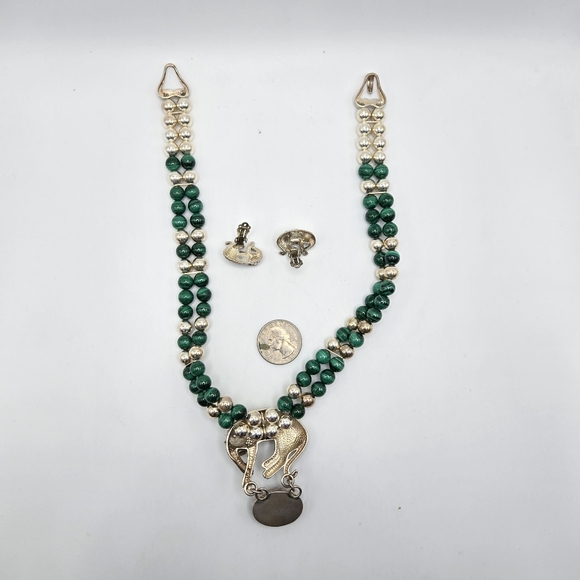 Carol Felley Necklace Earring Set Cheetah Leopard Stone Sterling Southwest - Picture 4 of 9